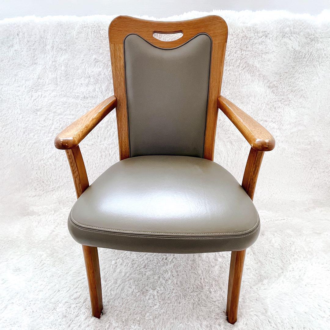 【皇室御用達】浜本工芸　ダイニングチェア　DC-1800 カーキ 肘置き付き