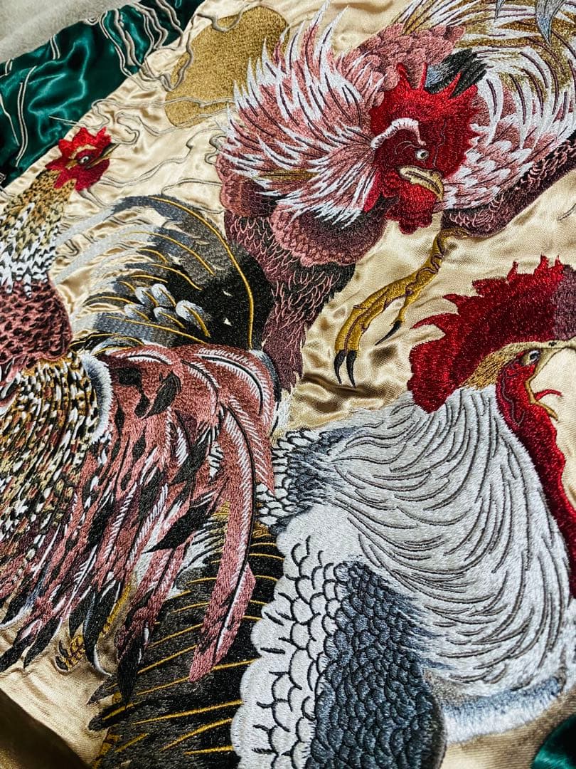 絡繰魂 美品 鶏 日本限定 スカジャン ２面用　レーヨン unisex