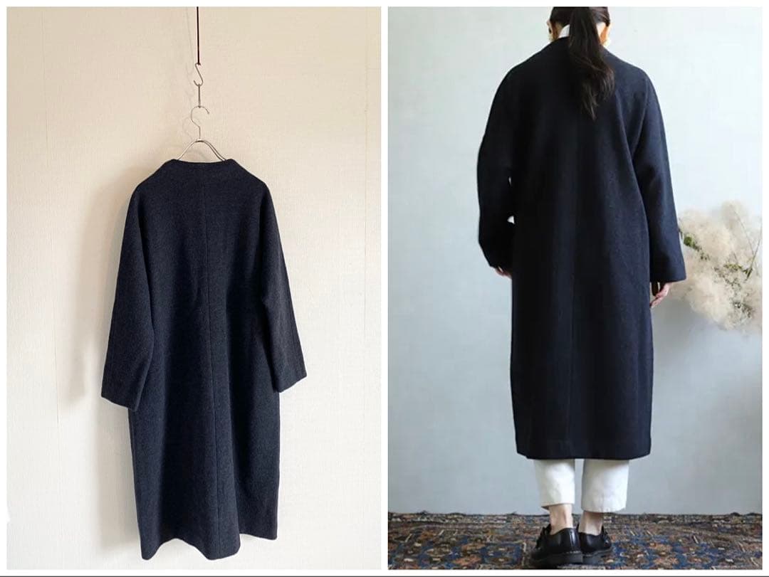 美品 evam eva press wool long coat 1 チャコール