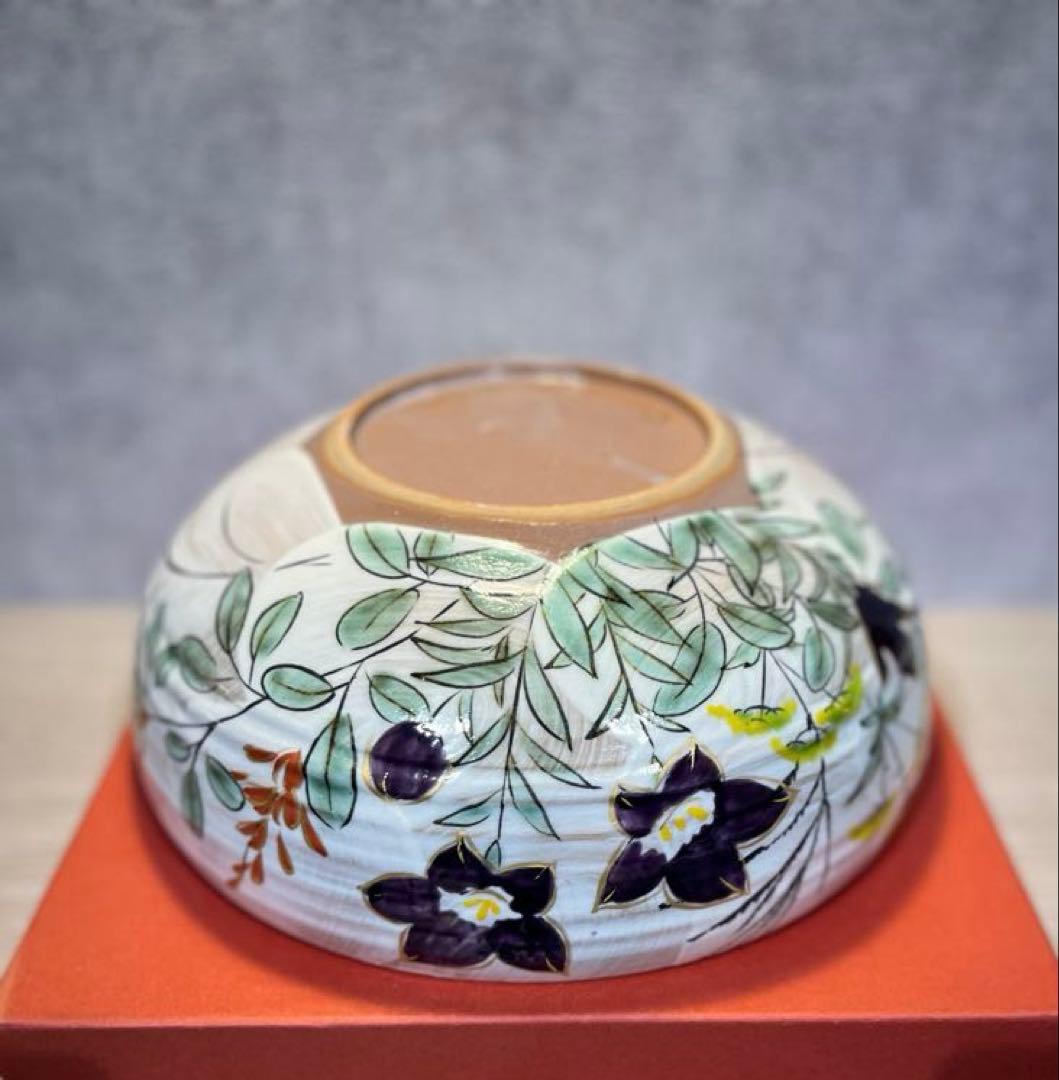 陶あん 京焼 清水焼 桔梗 秋草文 深鉢 大鉢 菓子鉢