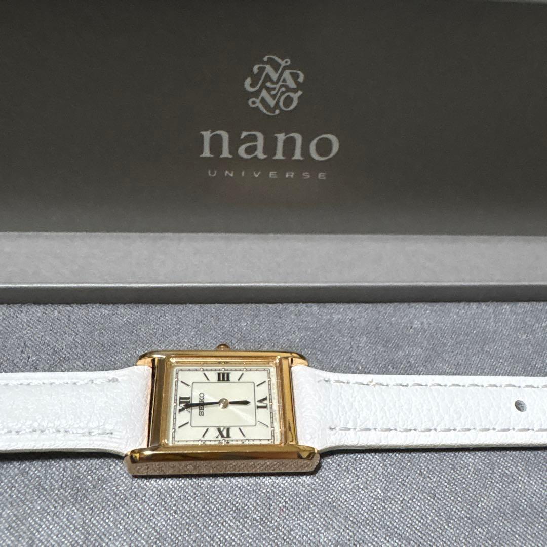 SEIKO×nano universeアナログ腕時計 ホワイトレザー
