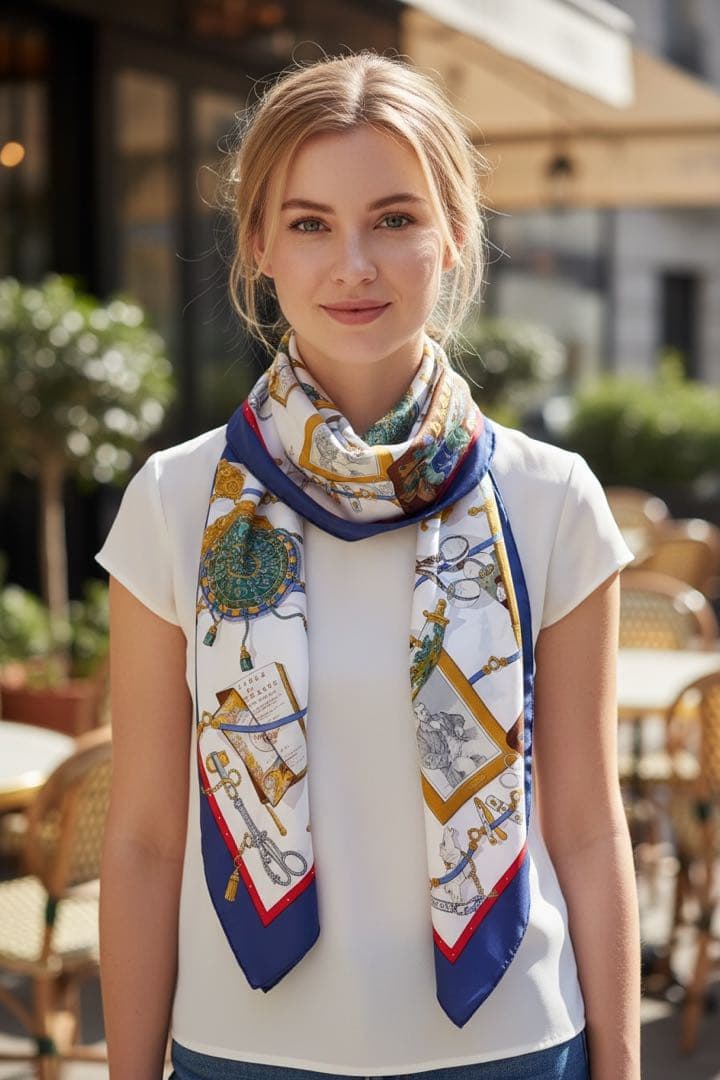 美品　エルメス　カレ90 スカーフ　エルメスの思い出　正規品　シルク