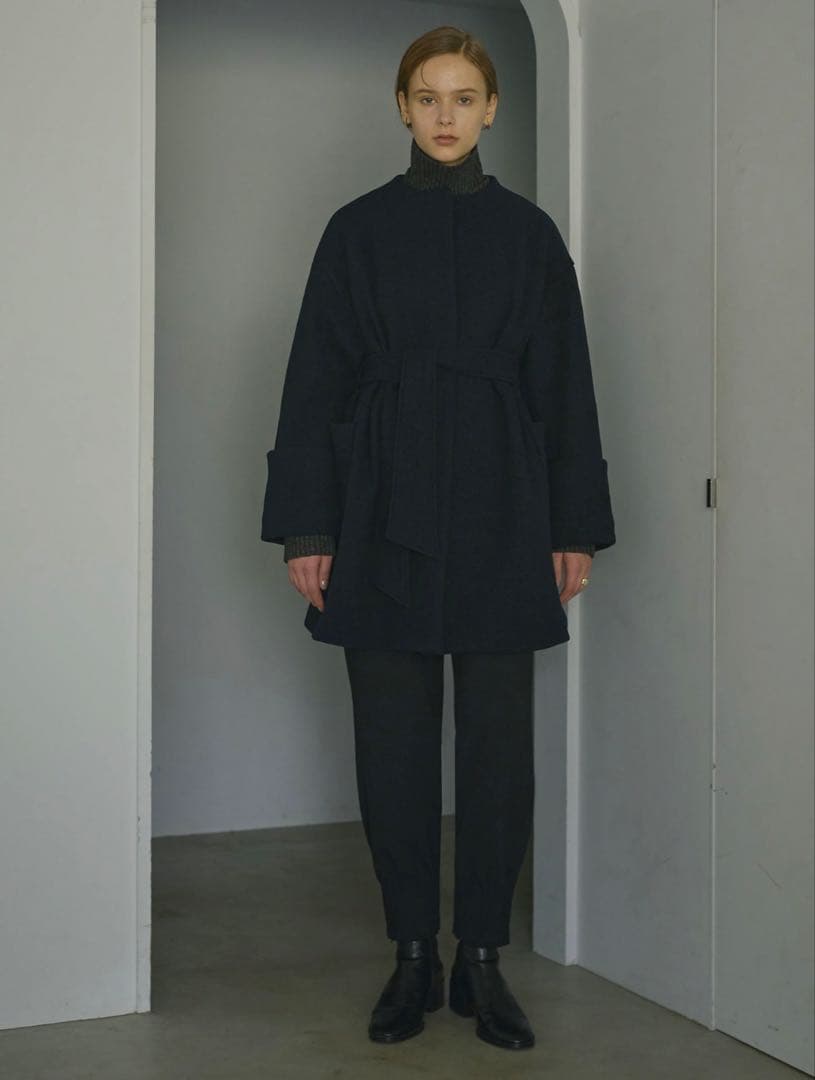 【MANOF】BOUCLE NO COLLAR COAT Sサイズ 未使用