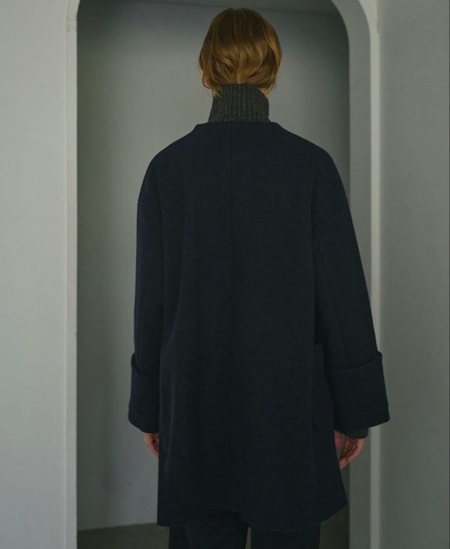 【MANOF】BOUCLE NO COLLAR COAT Sサイズ 未使用