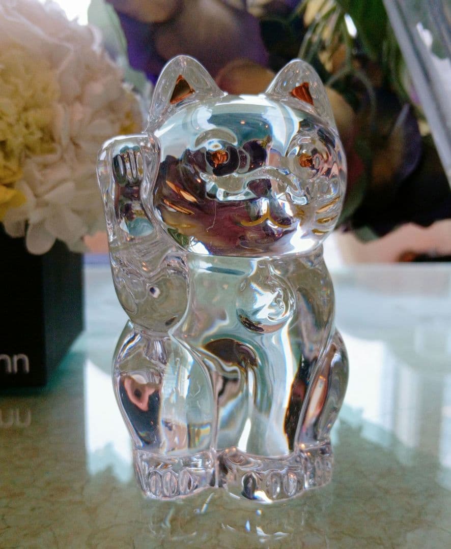 バカラ　Baccarat　招き猫　ゴールド　クリア　置き物　格安　開店祝