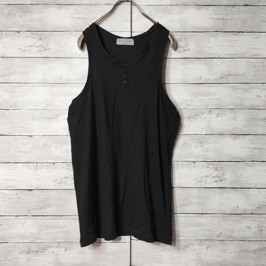 ヨウジヤマモトプールオム ヘンリーネックタンクトップ ノースリーブカットソー 綿