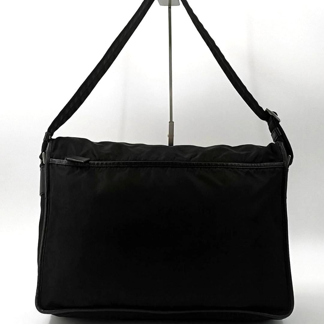 希少✨プラダ y2k メッセンジャー　ショルダー 三角ロゴ　ナイロン　白タグ　黒