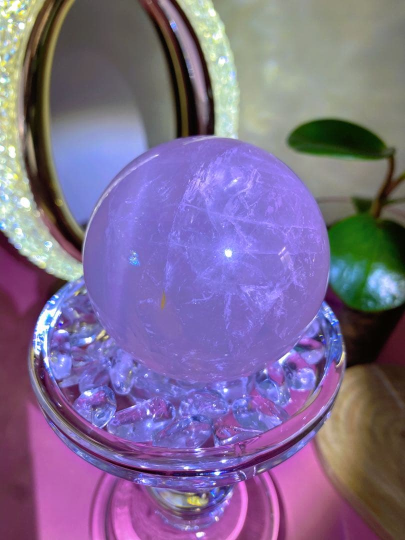 桜色　透明感　スフィア　ローズクォーツ　強いスター　虹中にあり