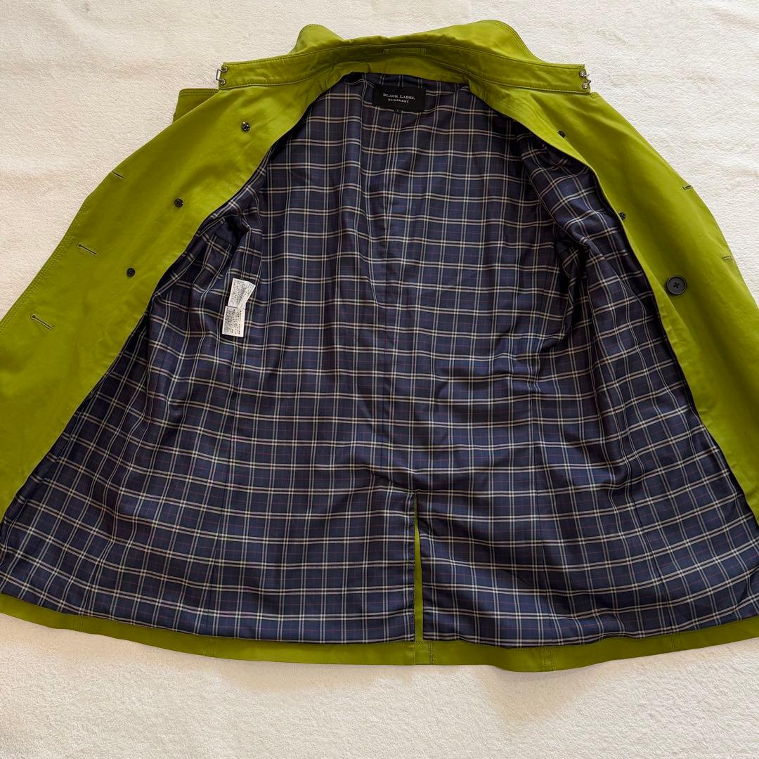 バーバリーブラックレーベル　トレンチコート　ライナー　ベルト　チェック　緑系　L
