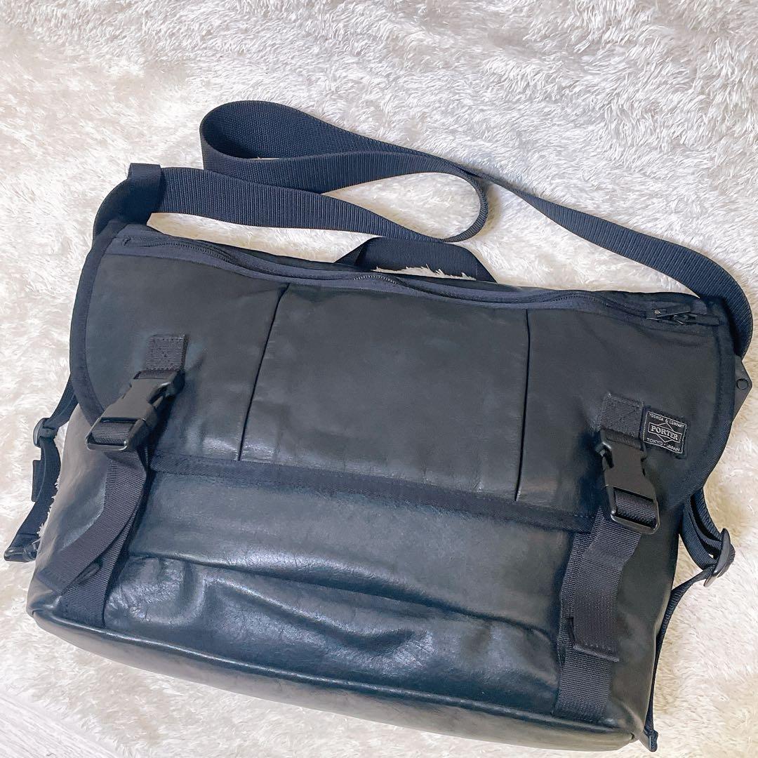 ポーター アルーフ メッセンジャーバッグ ショルダーバッグ レザー ブラック