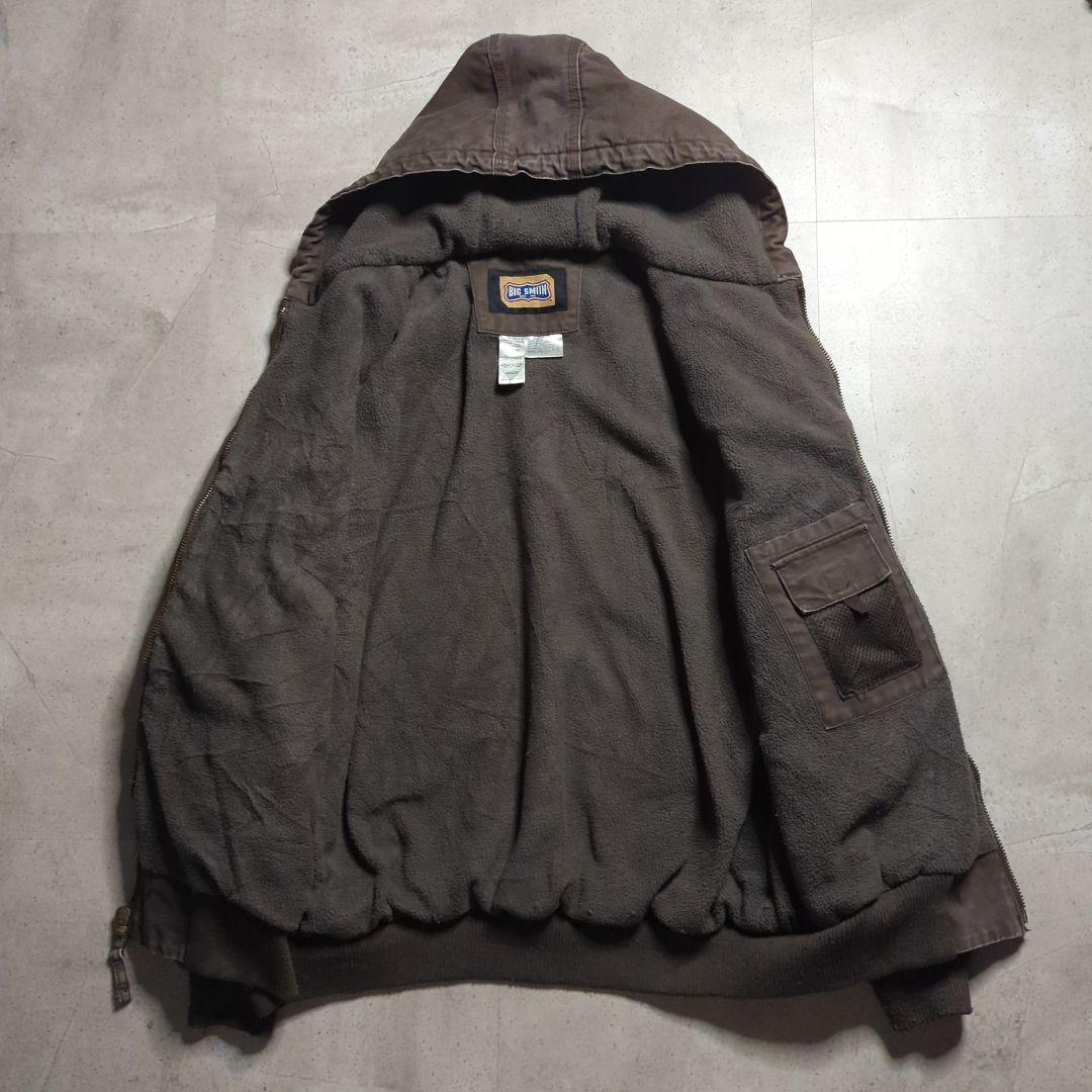 BIG SMITHダック地フルジップ裏ボアフーディXLフェード雰囲気系ブラウン