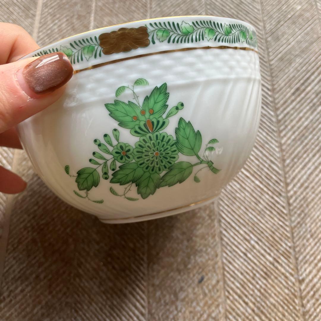 ヘレンド　1個　スラップボウル　アポニーグリーン