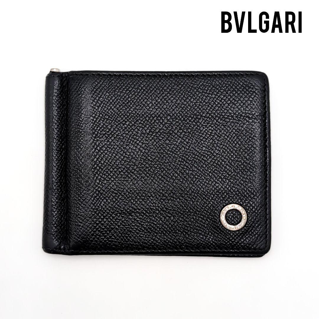 BVLGARI　ブルガリマン　二つ折り　マネークリップ　本革　ブラック　IC認証