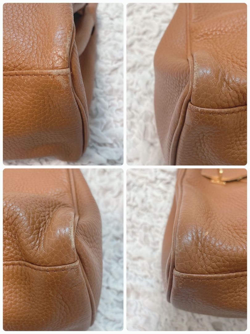 sita parantica 本革　ブラウン　キャメル　ハンドバッグ　金具付