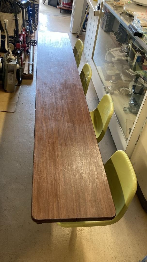 長机　木目調　椅子付き　学習机　オフィス　会議　カフェ　テーブル　学校