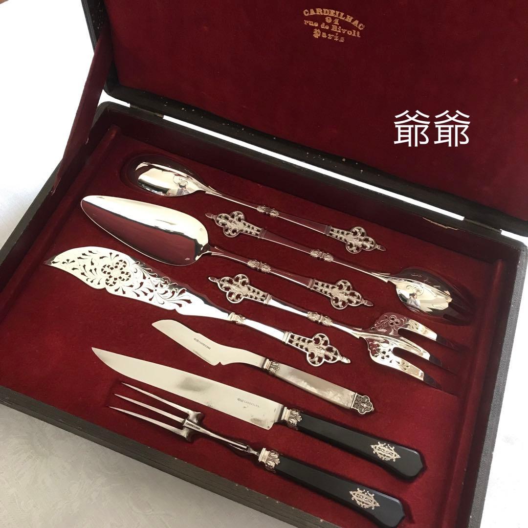 カルディヤック ルネサンス／ナイフ２本＋フォーク１本（純銀／エボニー／白蝶貝）