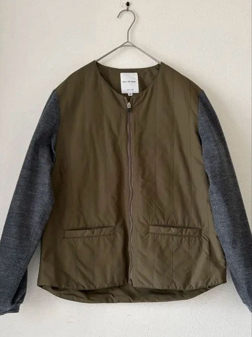 スティルバイハンド シンサレート 中綿 ノーカラーブルゾン 異素材切替 48