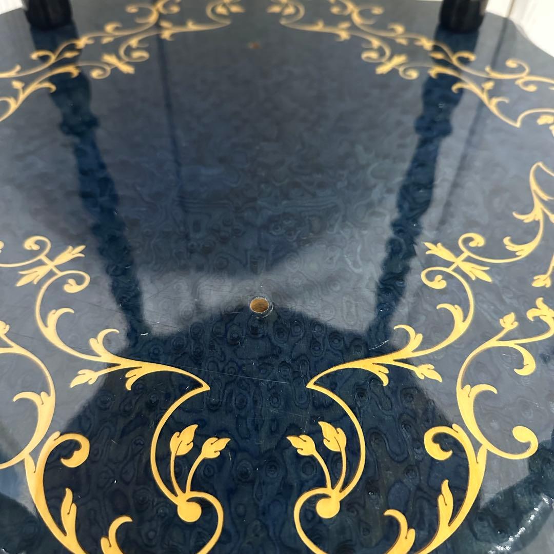 イタリア製DOMANI ドマン　キャスター　象嵌ワゴン　ブルー　キッチンワゴン②