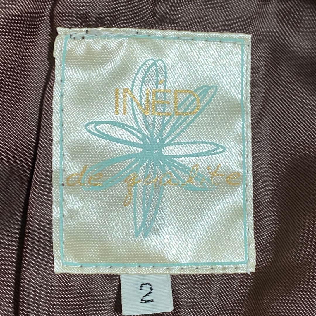 美品♡INED ラムレザー 比翼ロングトレンチコート 高級羊革 ラムスキン