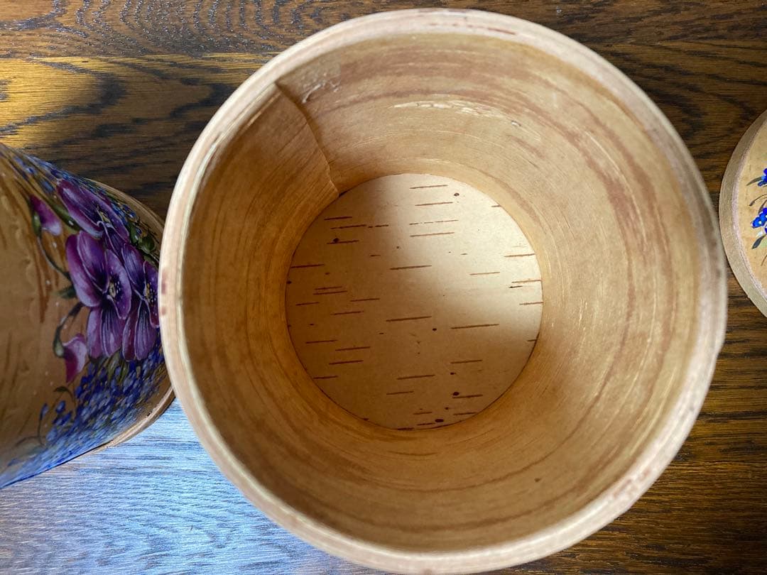 ロシア雑貨☆白樺工芸ベレスタ『パンジーと勿忘草』キャニスター2個 マトリョーシカ