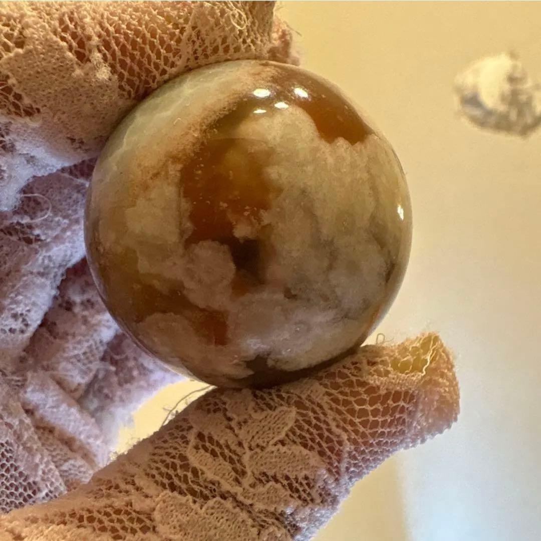 高品質 グリーン桜瑪瑙♡ピンク桜瑪瑙共生スフィアNo.1979