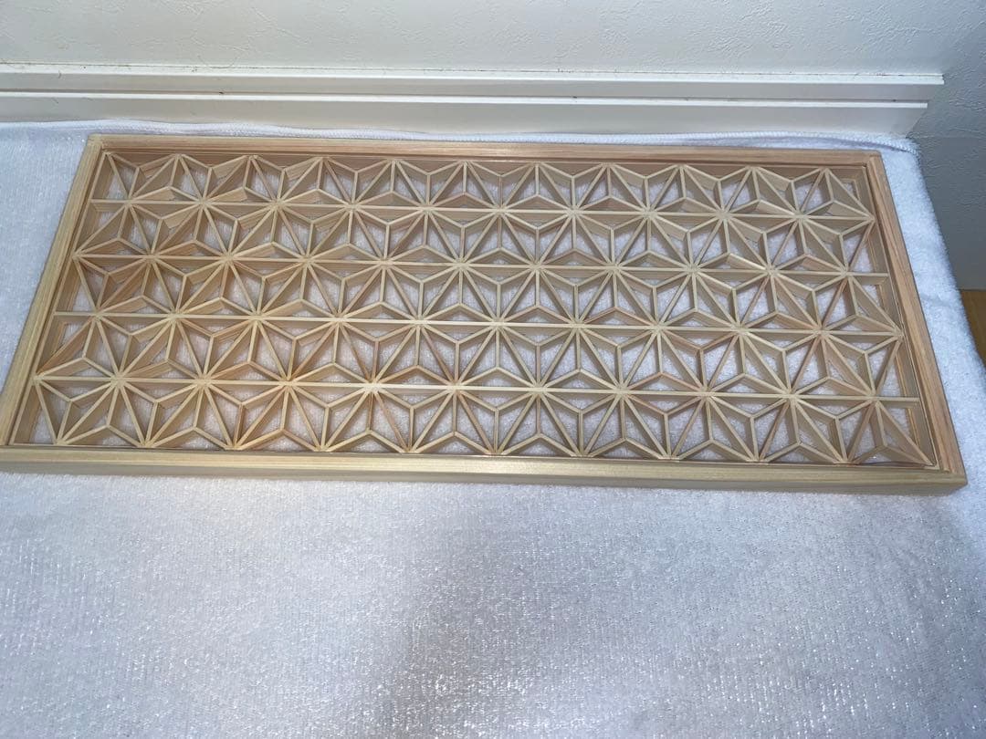 組子細工　折敷　麻の葉紋様