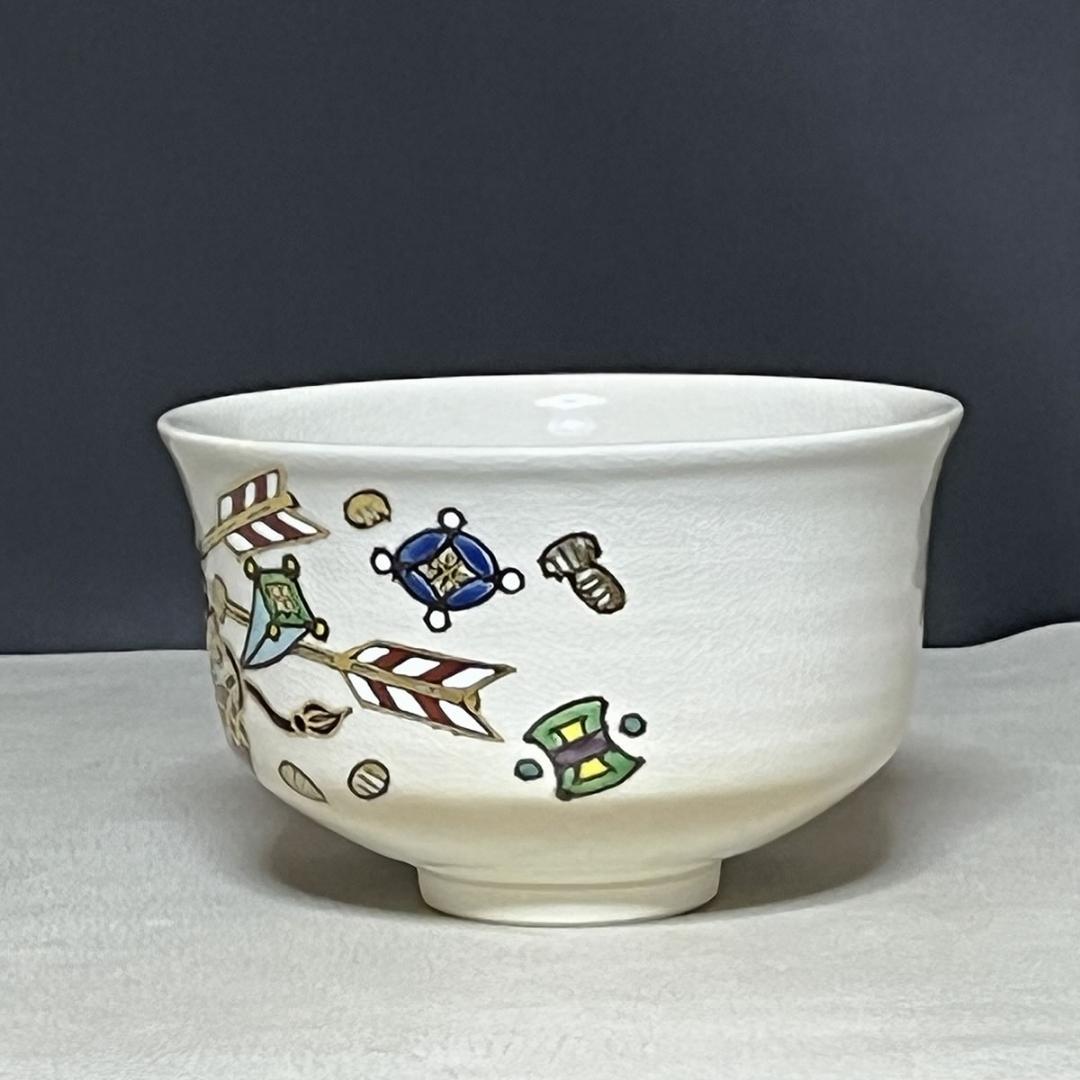 丹山窯 小峠葛芳 幸矢之絵 茶碗 共箱 抹茶碗 茶道具【k3620】