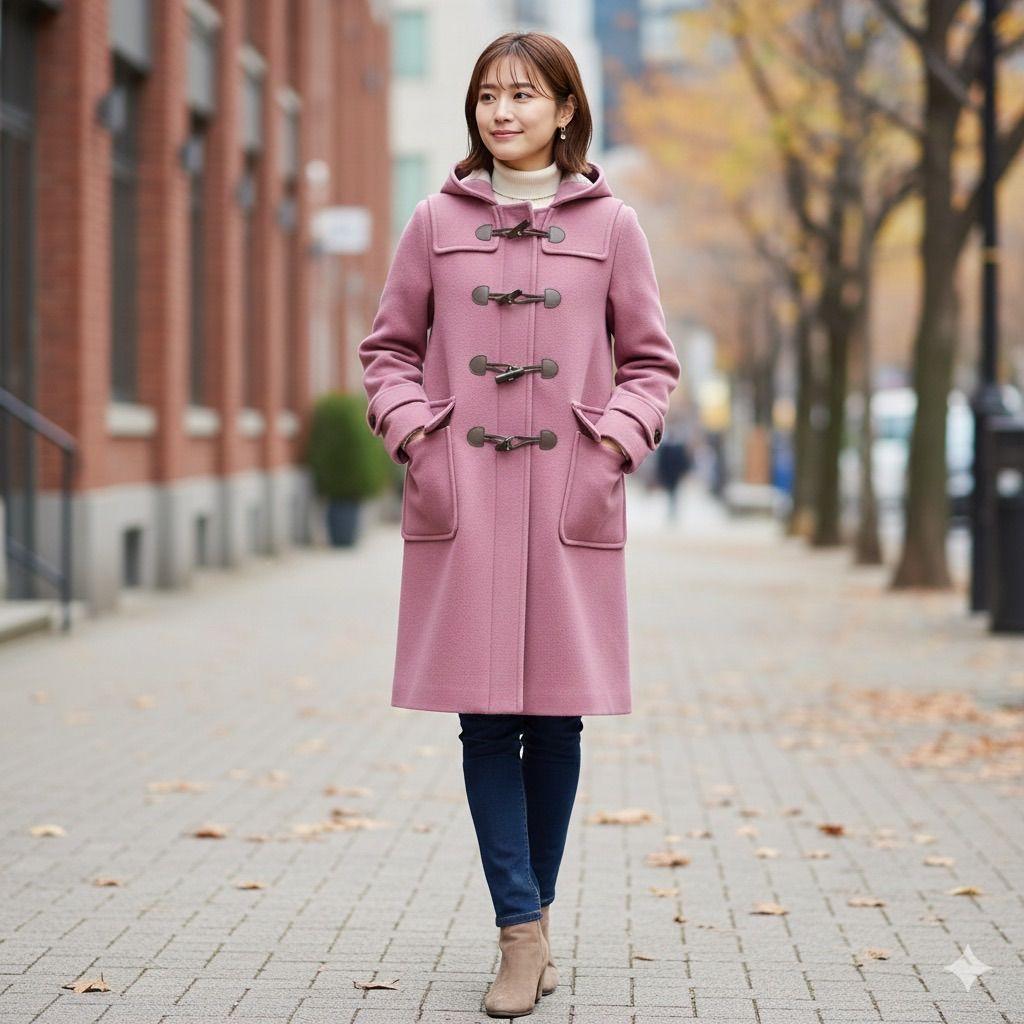 ブルーレーベル　水牛トグル　メガチェック　バイルメルトン　ダッフルロングコート