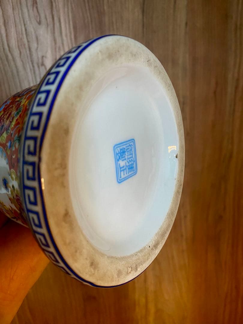 清雍正御製洋彩盘口瓶、禮器、サイズ高さ約25cm口約13cm