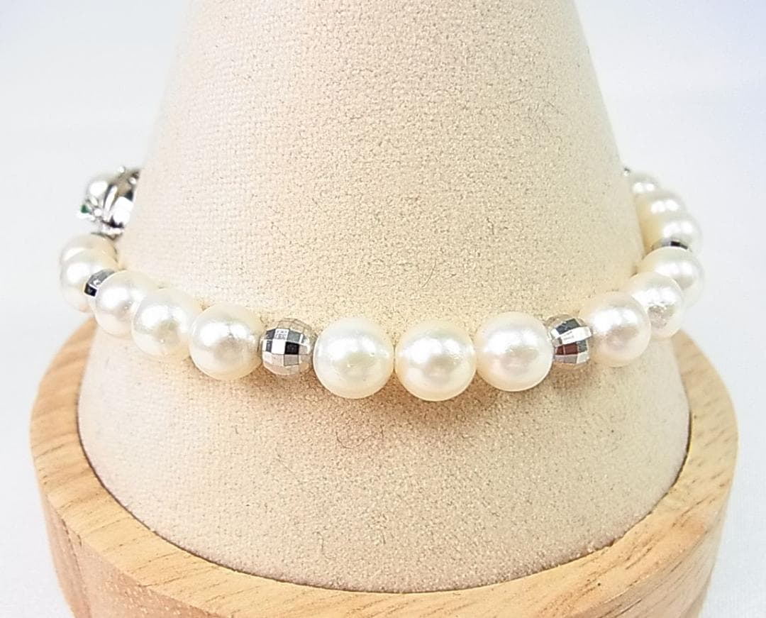 百合子さま用【美品】本真珠 × K14ホワイトゴールド ブレスレット自宅保管品