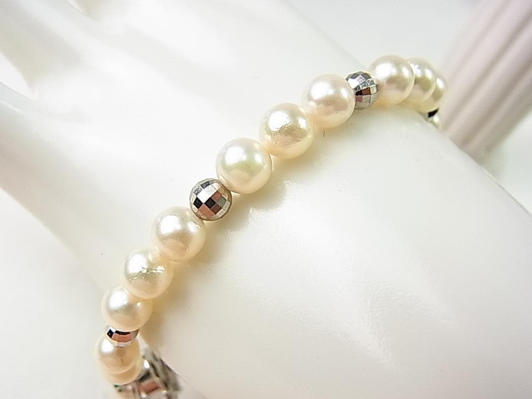 百合子さま用【美品】本真珠 × K14ホワイトゴールド ブレスレット自宅保管品