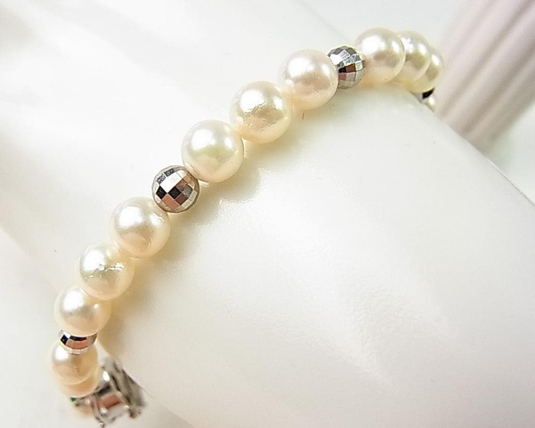 百合子さま用【美品】本真珠 × K14ホワイトゴールド ブレスレット自宅保管品