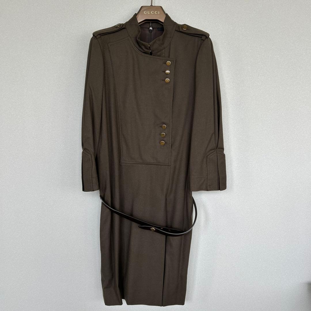 GUCCI グッチ　ベルト付ミリタリーワンピース　36サイズ