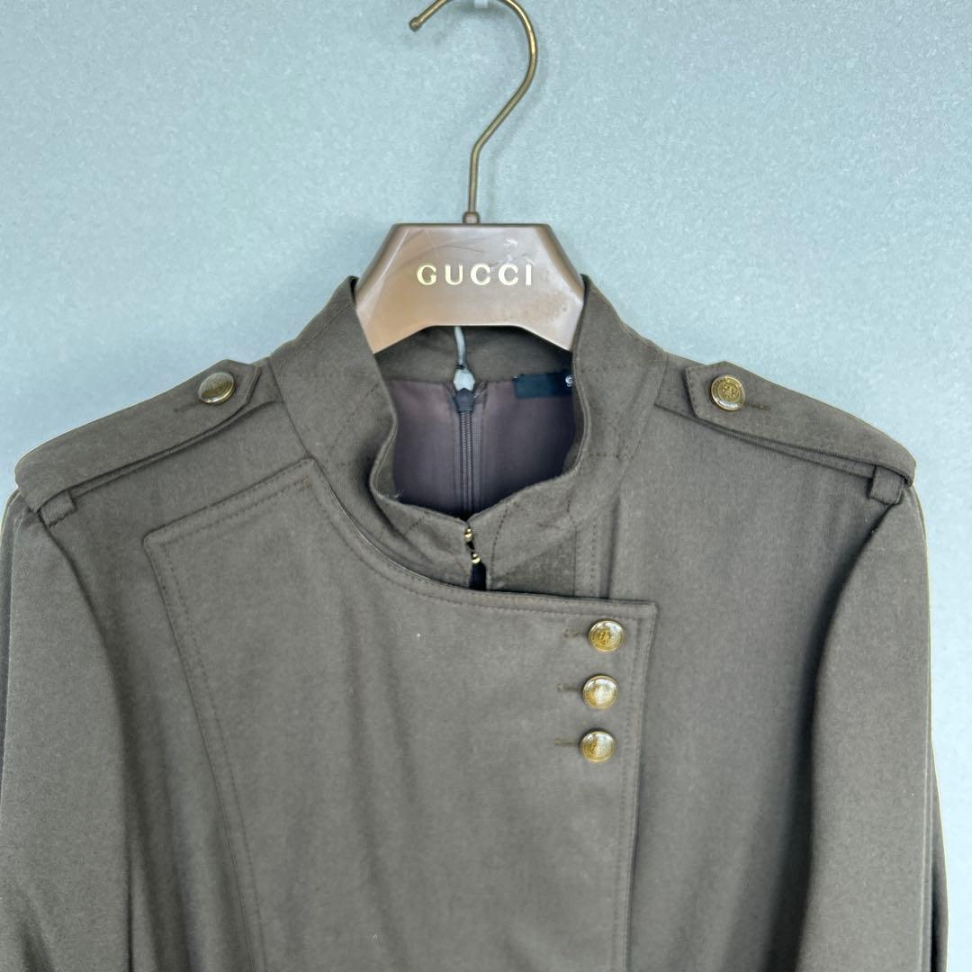 GUCCI グッチ　ベルト付ミリタリーワンピース　36サイズ