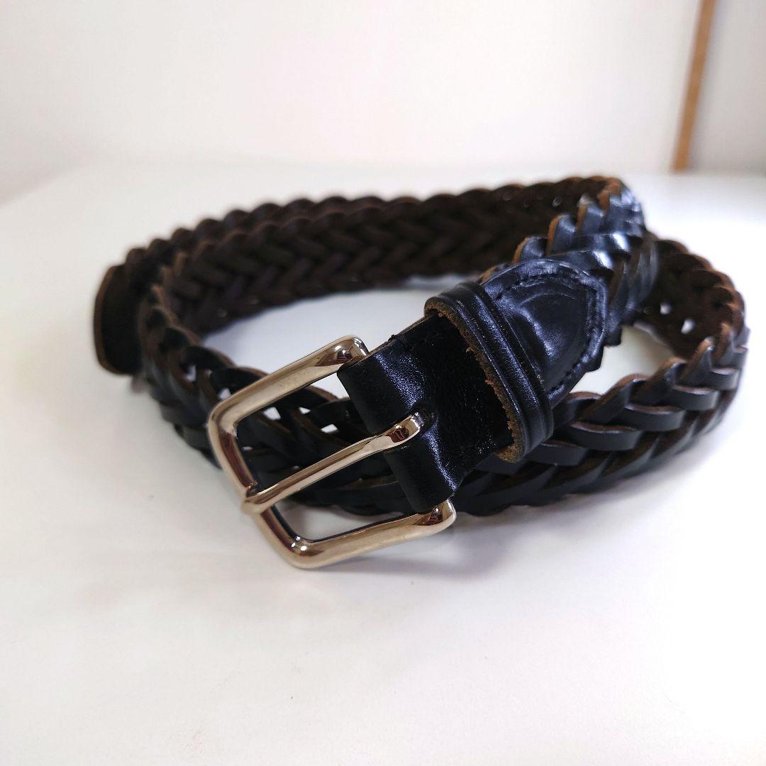 ホワイトハウスコックス P1127 レザー メッシュベルト ブラック 32/80