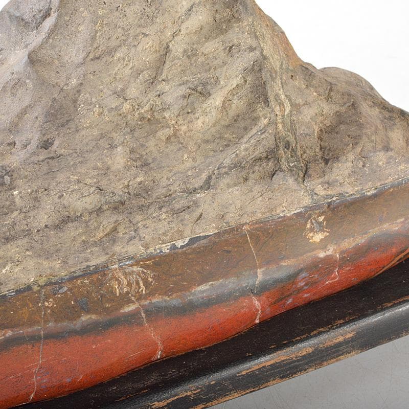 鑑賞石　天然石　赤石　置物　唐木台付　V　5493