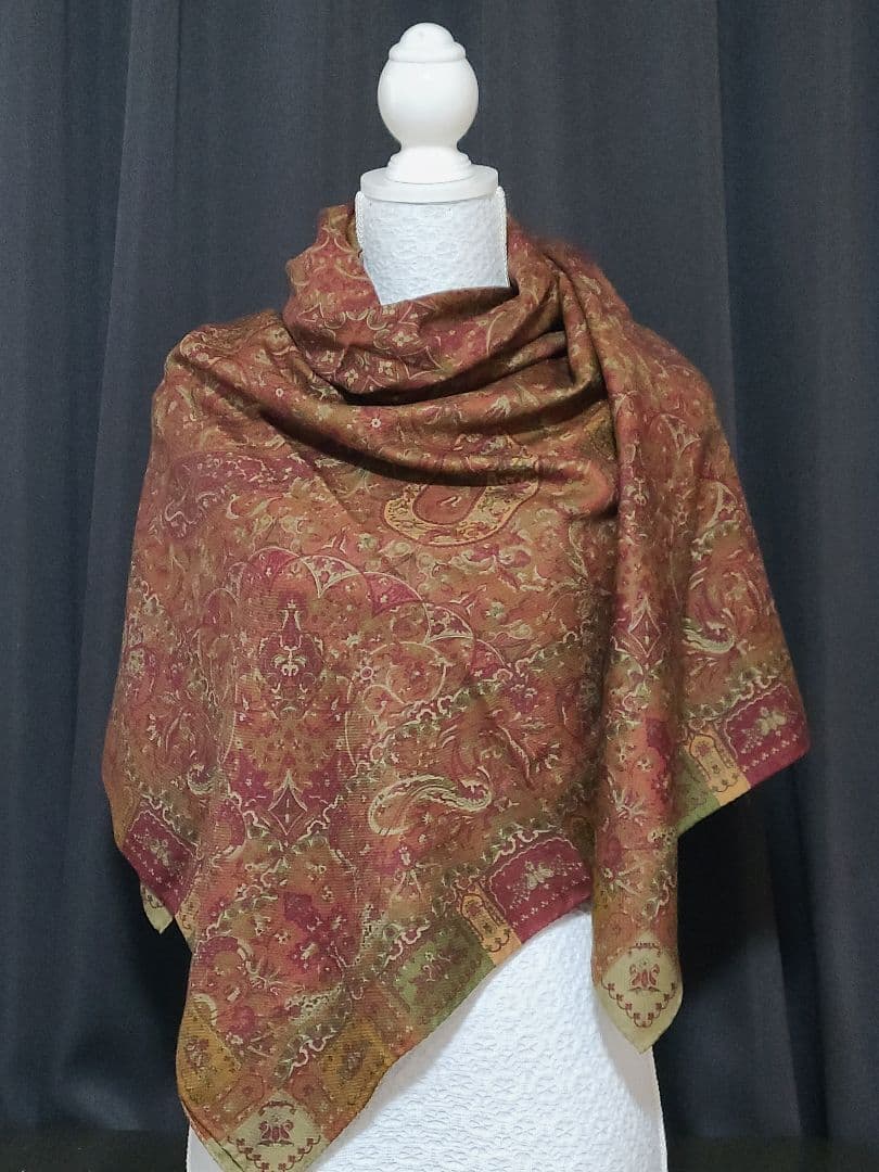 値下げ♪ETRO ペイズリー柄 シルク ウール ストール ショール 大判