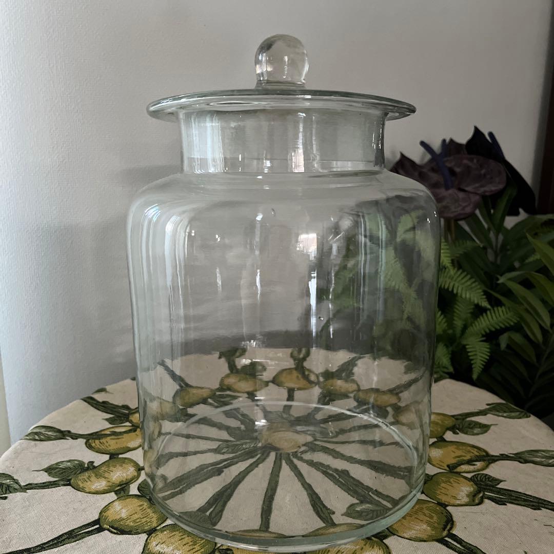 昭和レトロ 蓋付 ガラス瓶 保存瓶