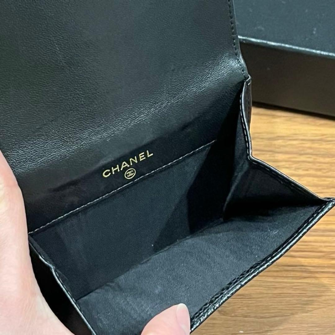 CHANEL-シャネル-キャビアスキン 折り財布 ココマーク ブラック