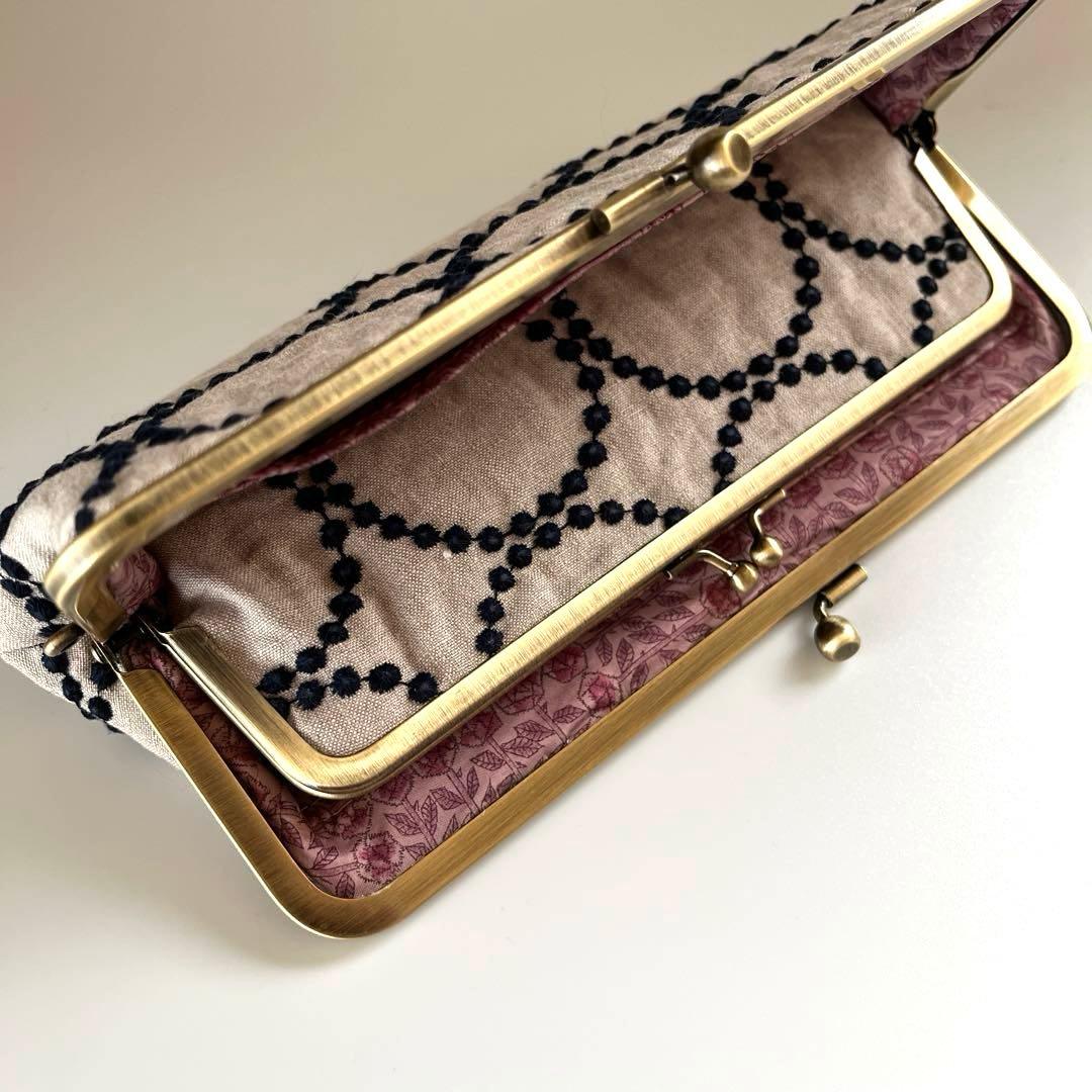 ハンドメイド　がま口長財布　ミナペルホネン　tambourine