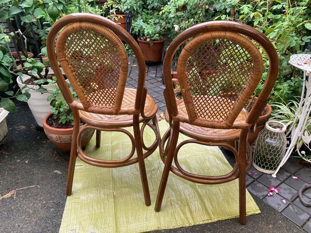 ラタンチェア　ラタン椅子　ヴィンテージ　藤椅子　レトロチェア　バンブー椅子　2脚