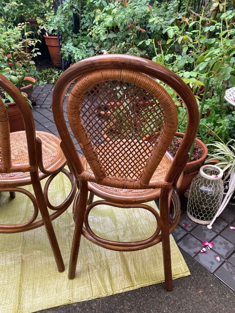 ラタンチェア　ラタン椅子　ヴィンテージ　藤椅子　レトロチェア　バンブー椅子　2脚