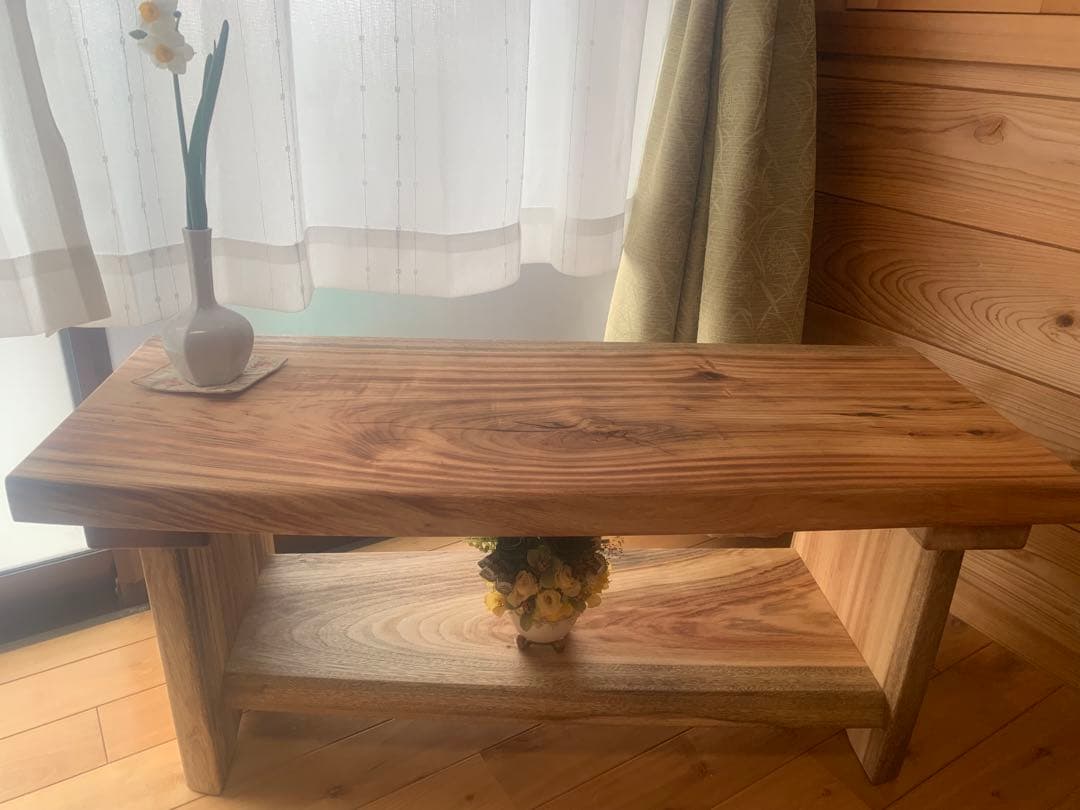 お値下げしました✨ワイルド❣️棚有A:楠サイドテーブル、TV台、飾り棚