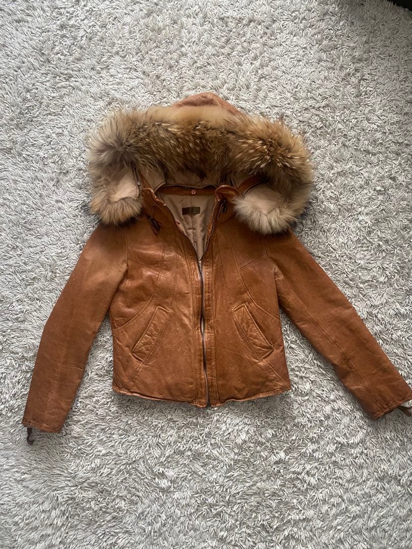 GOA ゴア キャメル レザー ジャケット フード付き