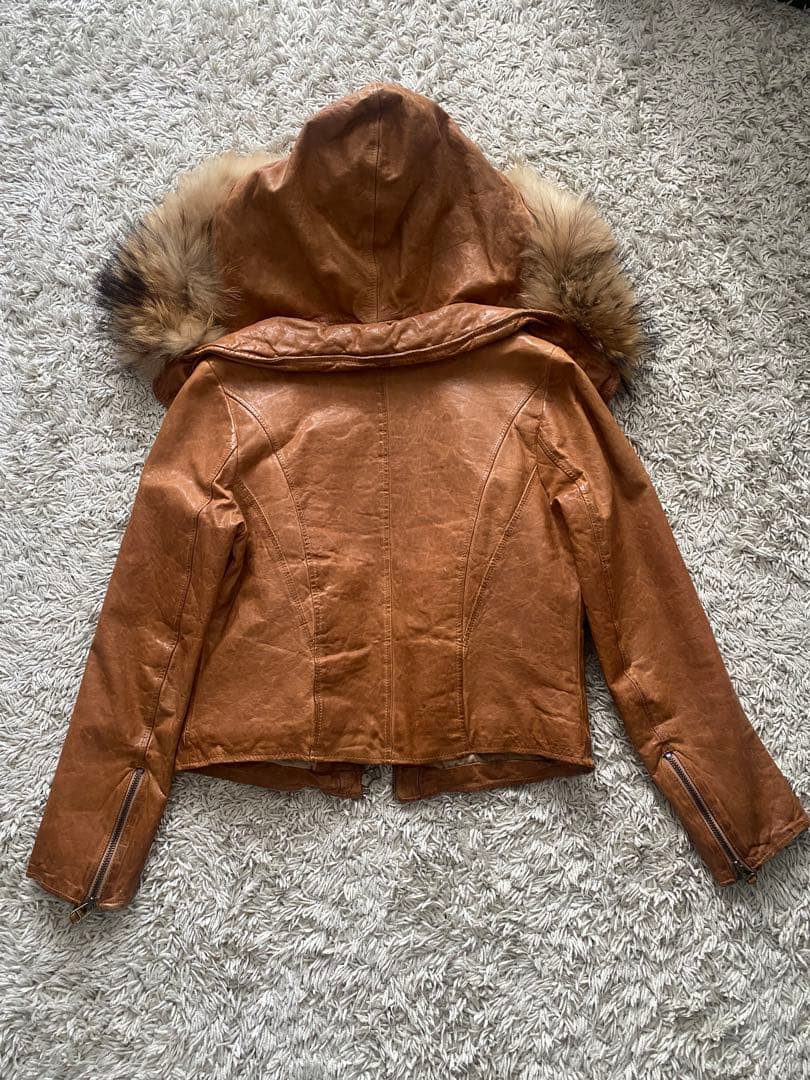 GOA ゴア キャメル レザー ジャケット フード付き