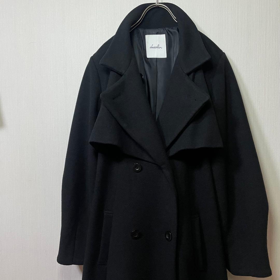 dazzlin 2WAYカラーレディロングコート 黒 M ベルト付