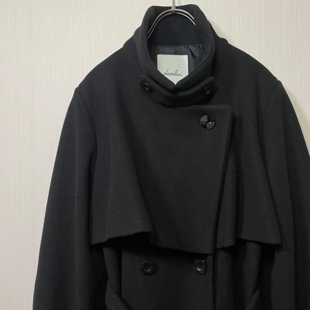 dazzlin 2WAYカラーレディロングコート 黒 M ベルト付