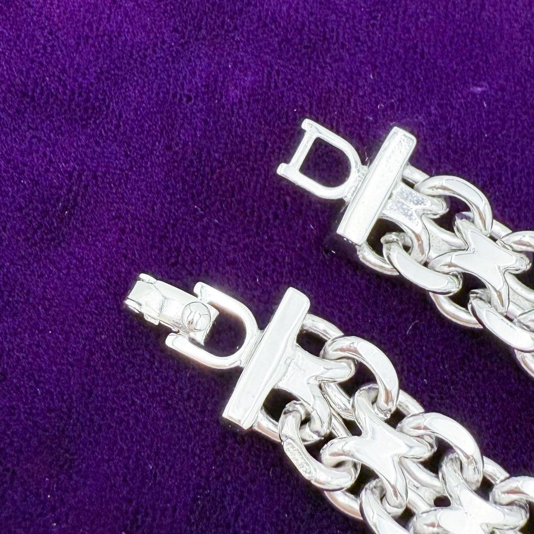 美品 ディオール CD ICON チェーンリンクブレスレット シルバー 19cm