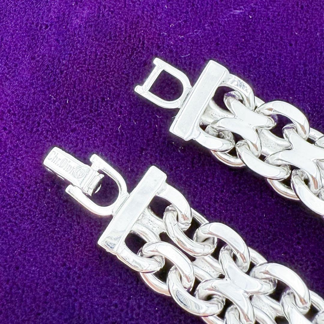 美品 ディオール CD ICON チェーンリンクブレスレット シルバー 19cm