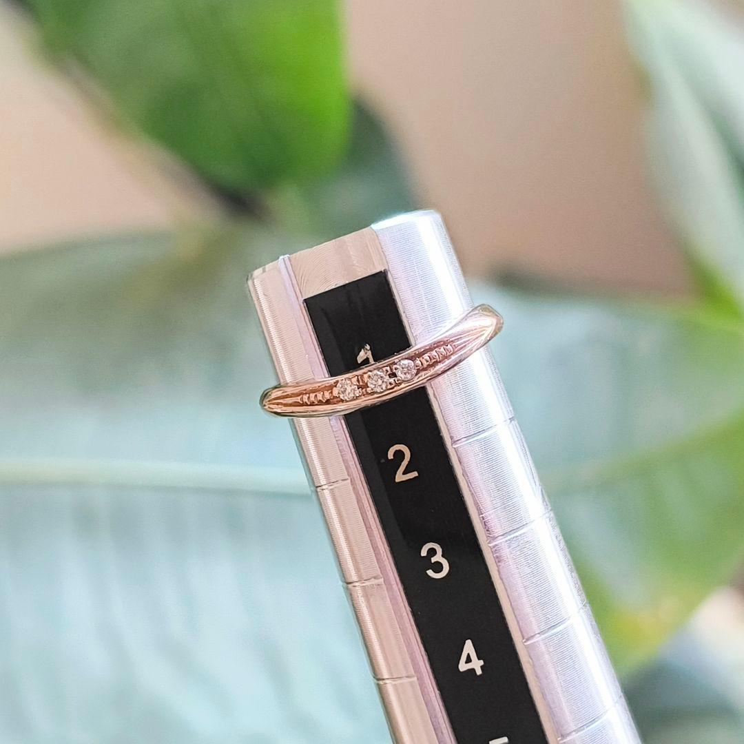 スタージュエリー　K10 PG　ダイヤモンド　ミル打ち　ピンキー　リング　1号